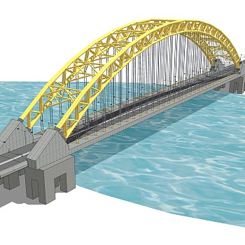 现代桥梁草图大师模型下载，sketchup桥梁su模型分享