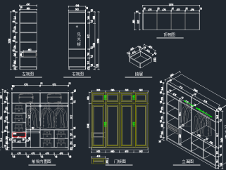 板式家具CAD施工图，衣柜橱柜CAD图库
