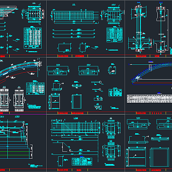 边跨边纵梁钢筋构造图CAD图库，构造图CAD施工图下载