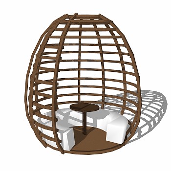现代户外藤编休闲椅草图大师模型，户外椅sketchup模型下载