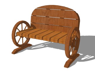 中式车轮公用椅草图大师模型，公用椅su模型下载