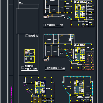 高层综合楼建筑设计CAD施工图，办公空间CAD施工图下载