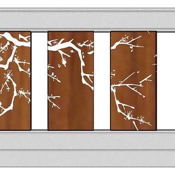 现代景观墙sketchup模型下载，景观墙草图大师模型