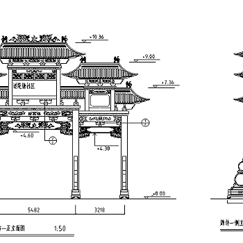 25套多种类型古建筑牌坊CAD施工图纸