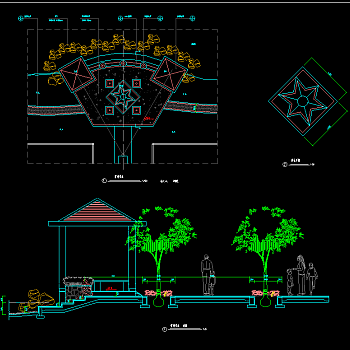 现代观赏风景亭cad施工图，观景亭cad图纸下载