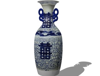 中式青花瓷陶罐草图大师模型，陶罐sketchup模型下载