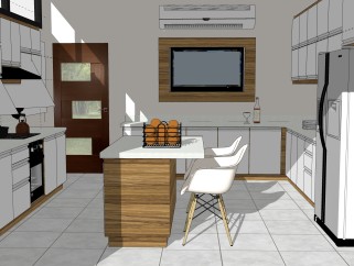 现代厨房SU模型，厨房SKB文件下载