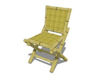 现代竹制品su模型，椅子草图大师模型下载