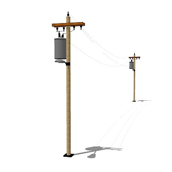 现代电线杆免费su模型下载、电线杆草图大师模型下载