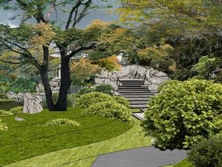 现代中骏天璟庭院景观su模型skp模型，庭院景观sketchup模型skp文件分享