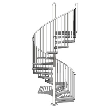 现代钢结构螺旋楼梯草图大师模型，钢结构螺旋楼梯sketchup模型免费下载