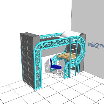 高低床铺草图大师模型，儿童床SU模型下载