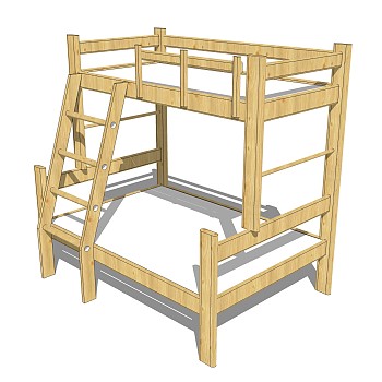 儿童高低床铺草图大师模型，儿童床SU模型下载