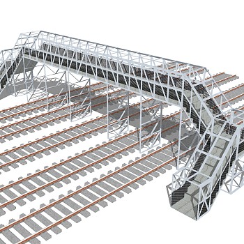 现代人行天桥草图大师模型，人行天桥sketchup模型免费下载
