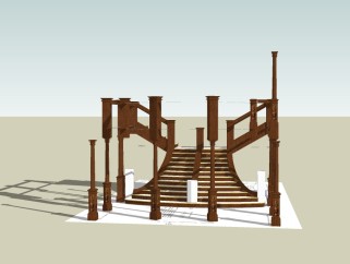 欧式楼梯草图大师模型，楼梯sketchup模型下载