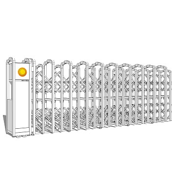 现代自动伸缩门草图大师模型，自动伸缩门skp文件下载
