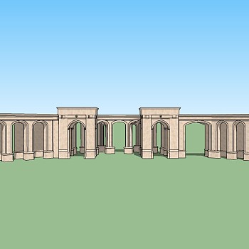 欧式古典风格廊架草图大师模型，古典风格廊架sketchup模型下载