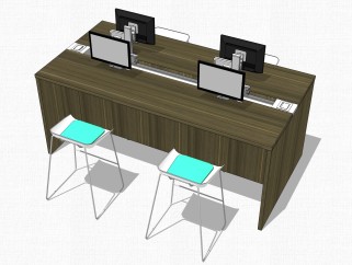 现代简约办工桌su模型，办工桌sketchup模型下载