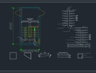室内钢质楼梯设计CAD施工图，节点大样CAD施工图纸下载