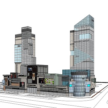 现代高层办公楼草图大师模型，高层办公楼sketchup模型免费下载