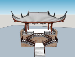 中式景观亭su模型下载，景观亭草图大师模型分享