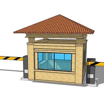 欧式门卫亭草图大师模型下载，亭子SU模型分享