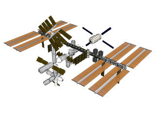 现代太空站su模型下载，空间站草图大师模型