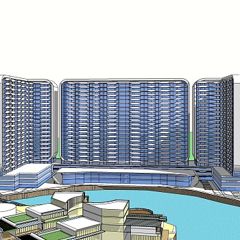 现代高层办公楼草图大师模型，高层办公楼sketchup模型免费下载