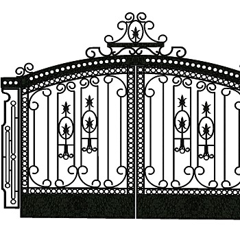 欧式铁艺大门su模型下载、铁门草图大师模型下载