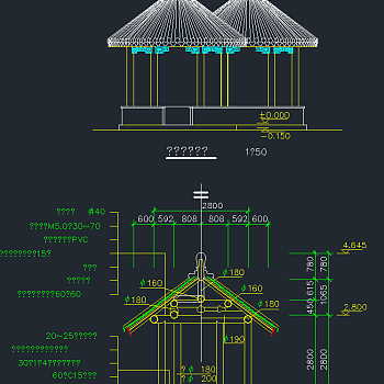 凉亭全套CAD施工图，凉亭CAD建筑图纸下载