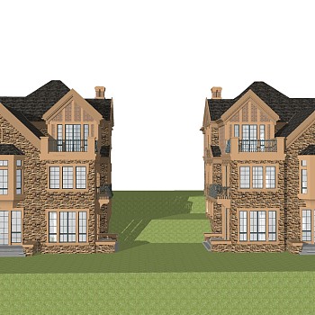 欧式别墅外观草图大师模型，别墅外观sketchup模型免费下载