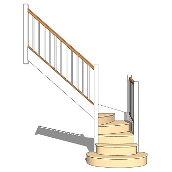 现代实木双跑折梯草图大师模型，实木双跑折梯sketchup模型免费下载