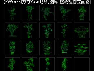 原创室外植物立面图CAD模板，植物CAD设计图纸下载