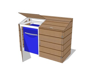 现代垃圾桶su模型免费下载，垃圾桶草图大师模型