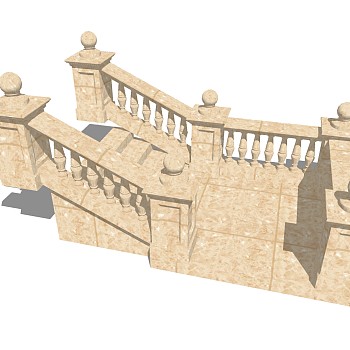 欧式大理石单跑楼梯草图大师模型，大理石单跑楼梯sketchup模型免费下载