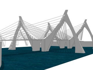 斜拉桥草图大师模型下载，斜拉桥sketchup模型分享