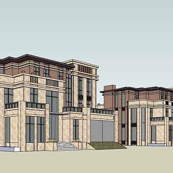 新古典独栋别墅su模型下载,sketchup别墅草图大师模型