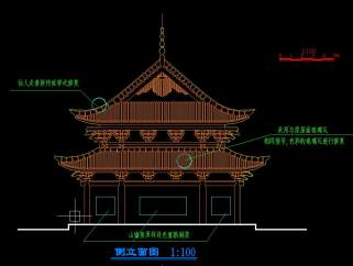 古寺庙CAD施工图，寺庙CAD建筑图纸下载