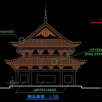 古寺庙CAD施工图，寺庙CAD建筑图纸下载