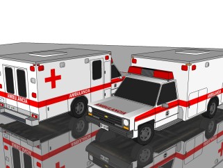 现代救护车草图大师模型，救护车sketchup模型