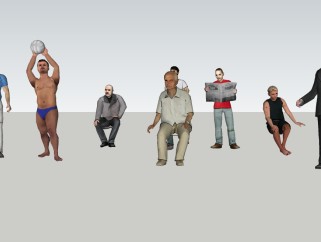8款3d男性人物模型草图模型，人物草图模型sketchup下载