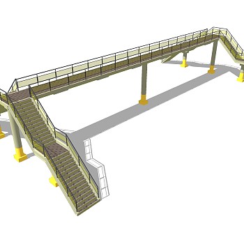 现代人行天桥草图大师模型，人行天桥sketchup模型免费下载