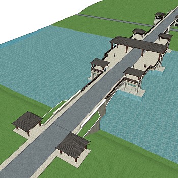 现代桥梁草图大师模型下载，sketchup桥梁su模型分享