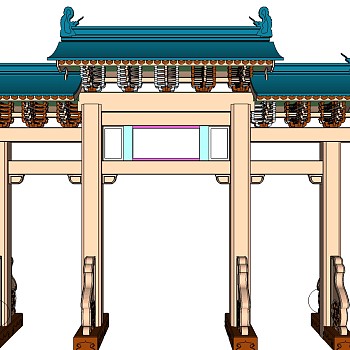 牌坊草图大师模型下载、牌坊su模型下载