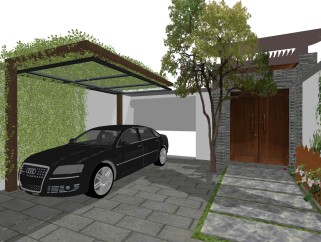 新中式家装庭院景观效果草图大师模型，家装庭院景观效果sketchup模型下载