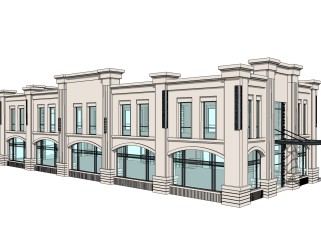 欧式售楼处建筑方案草图大师模型，售楼部建筑沙盘sketchup模型免费下载