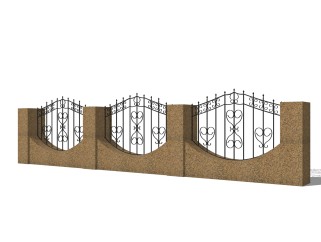简欧围墙护栏免费su模型，栏杆skb文件下载