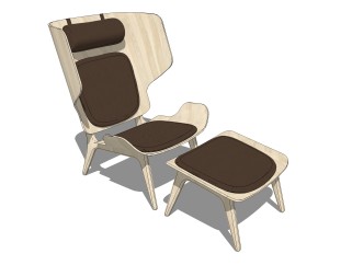现代简约躺椅草图大师模型，椅子sketchup模型下载