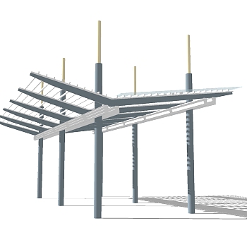 现代简约造型廊架草图大师模型，简约造型廊架sketchup模型下载