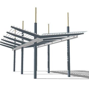 现代简约造型廊架草图大师模型，简约造型廊架sketchup模型下载